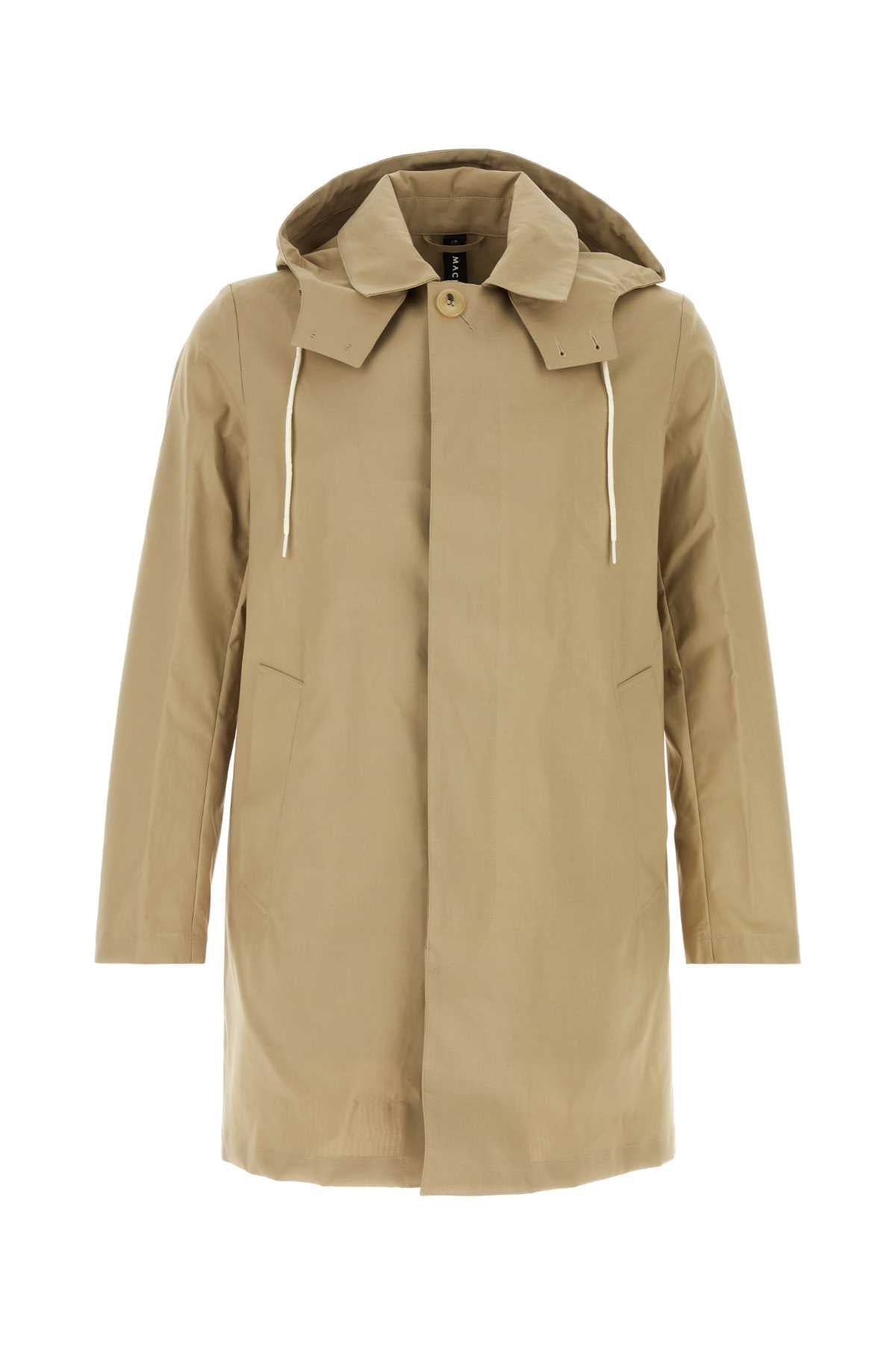 Beige Cotton Cambridge Raincoat Fawn Exterior: Giubbini