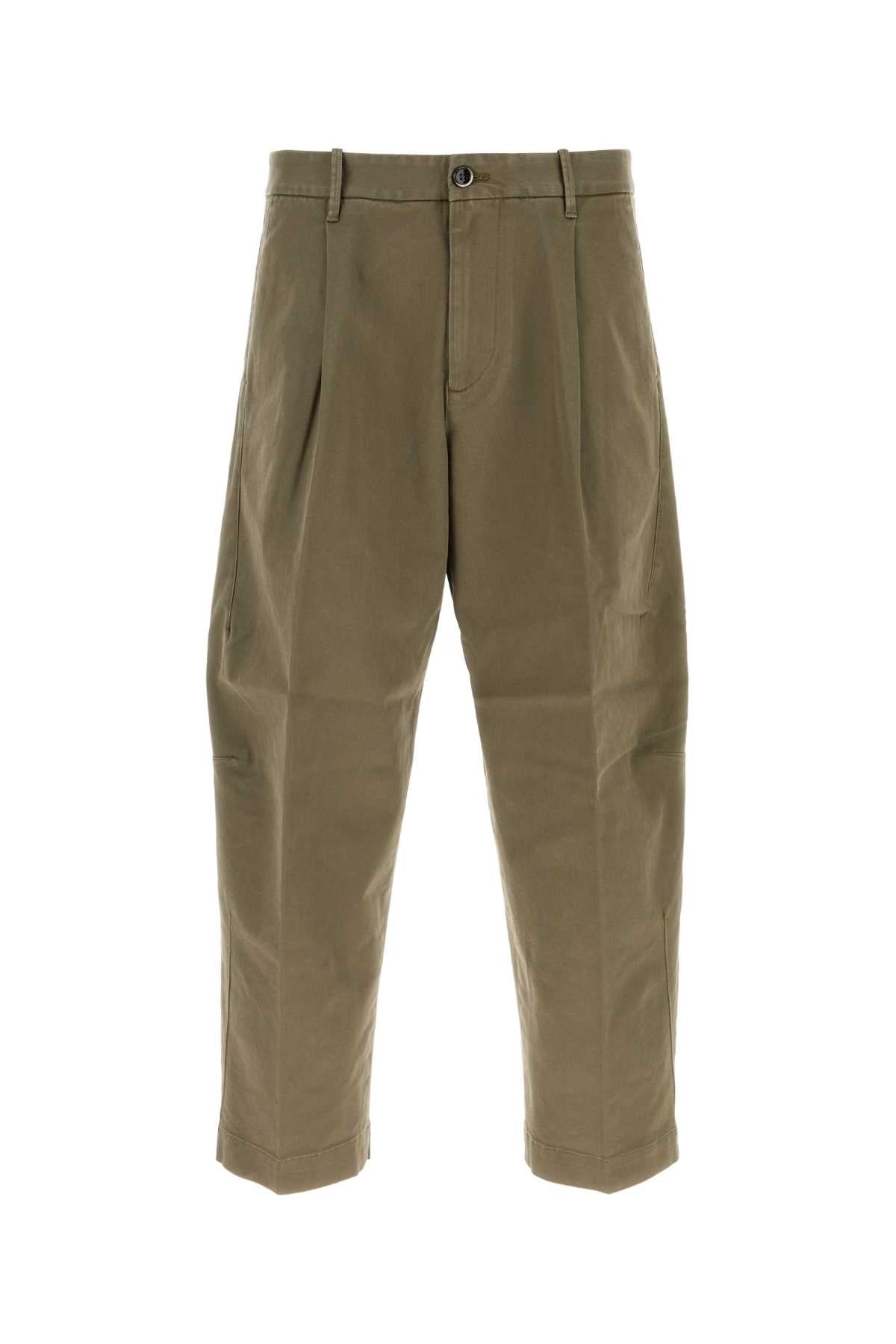 Olive Green Cotton Blend Giulio Pant Oliva Exterior: Polyurethane Pantaloni