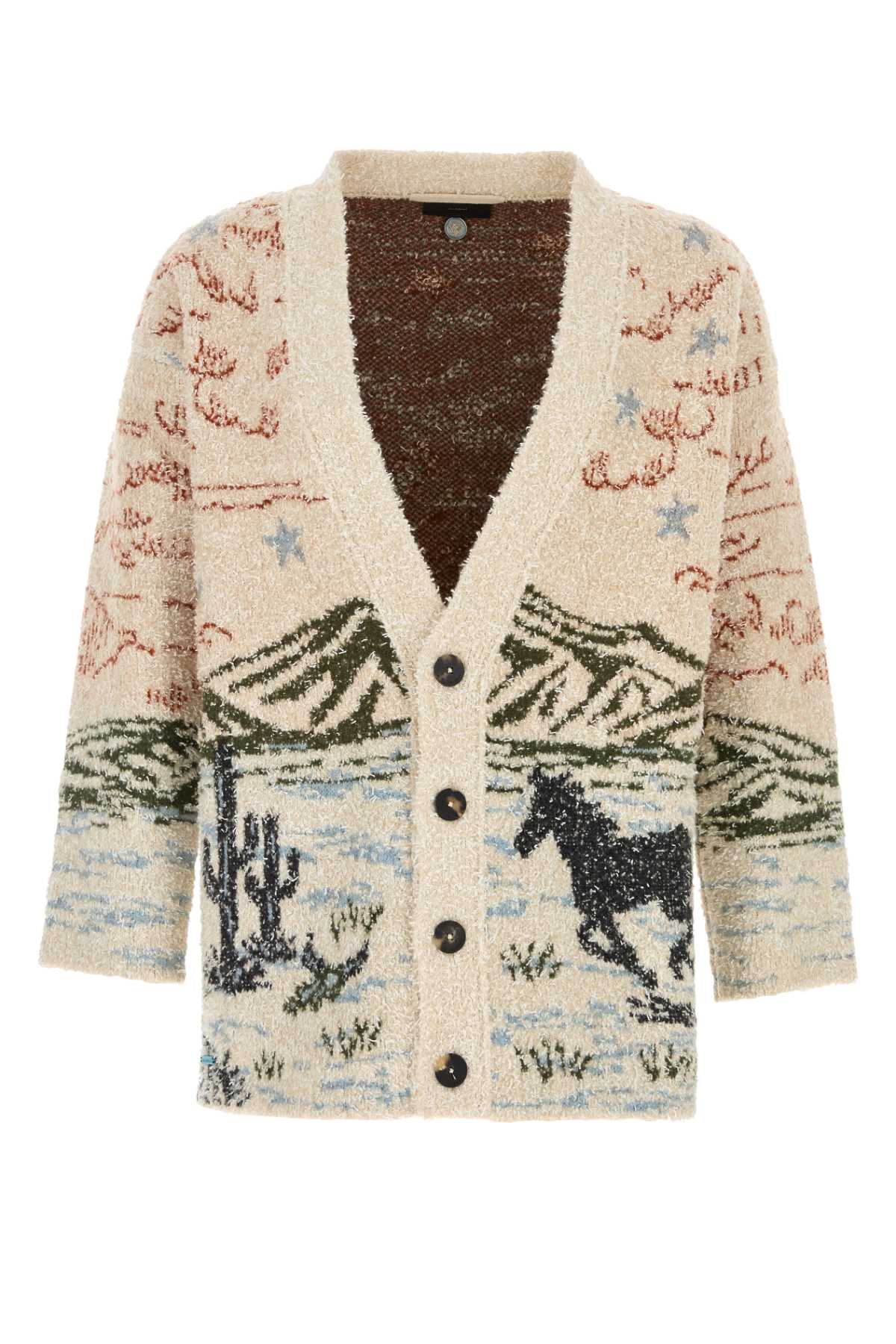 Embroidered Wool Blend Cardigan Ivoryolive Maglieria