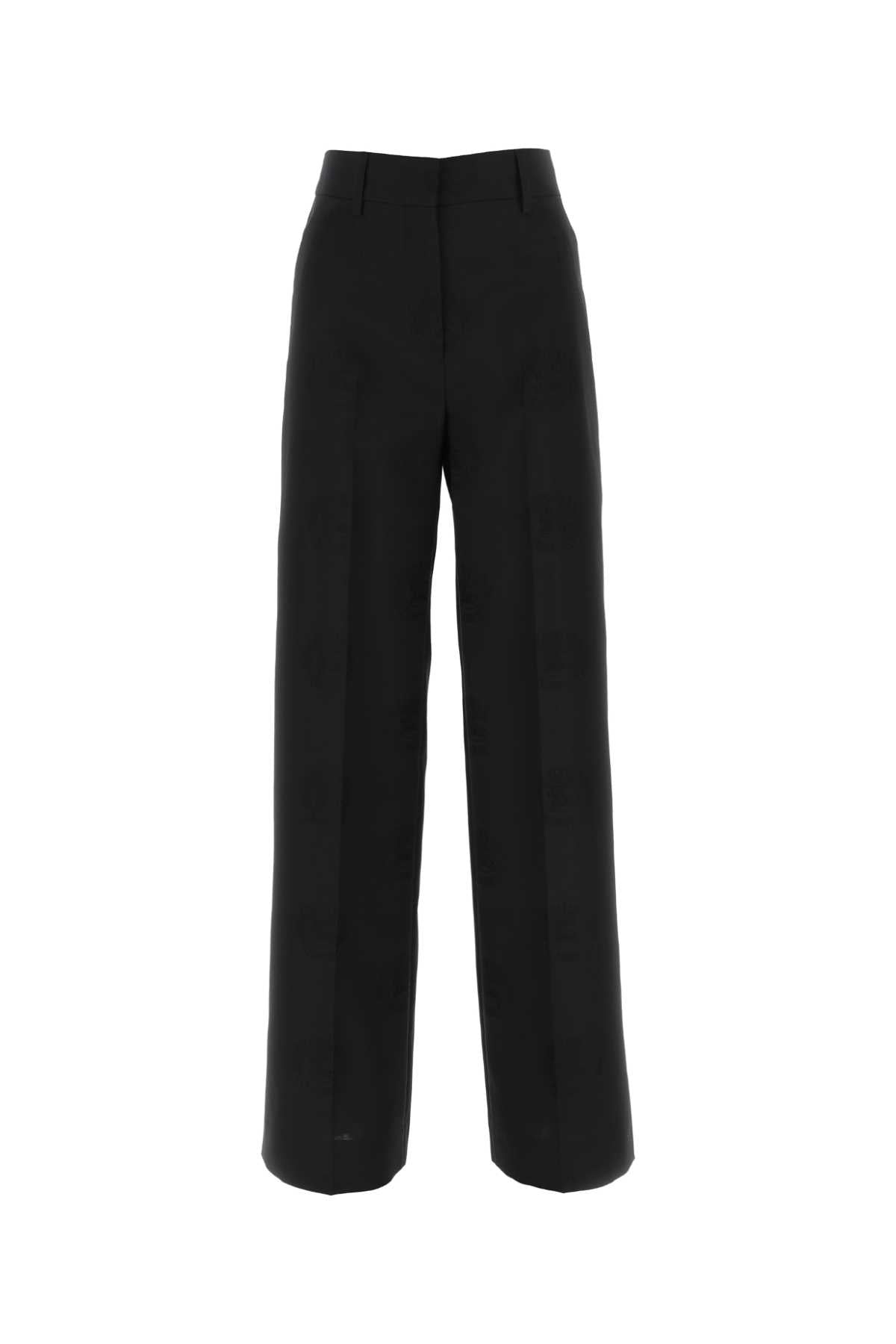 Black Wool Blend Wide-Leg Pant A1931 Exterior: Cotton Pantaloni