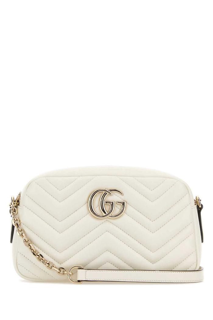 White Leather Gg Marmont Crossbody Bag Dustywhite Borse A Tracolla