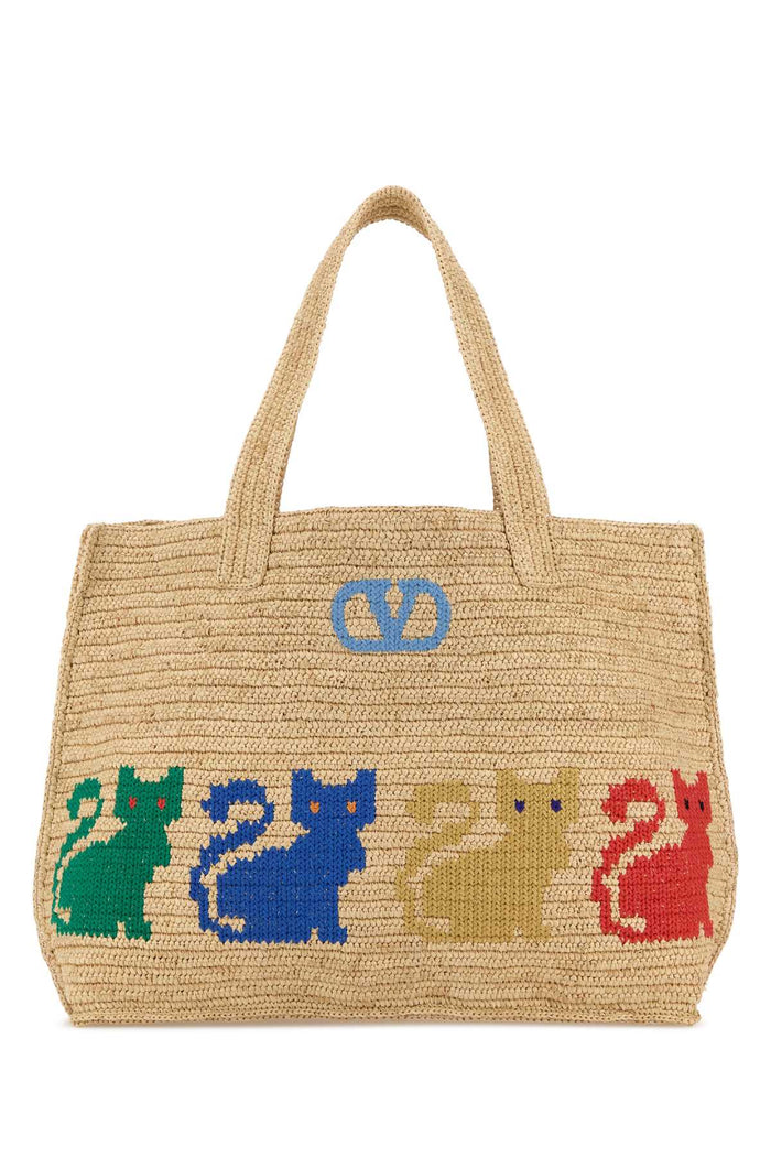 Raffia Vlogo Signature Shopping Bag Naturalemulticolor Straw Borse A Mano