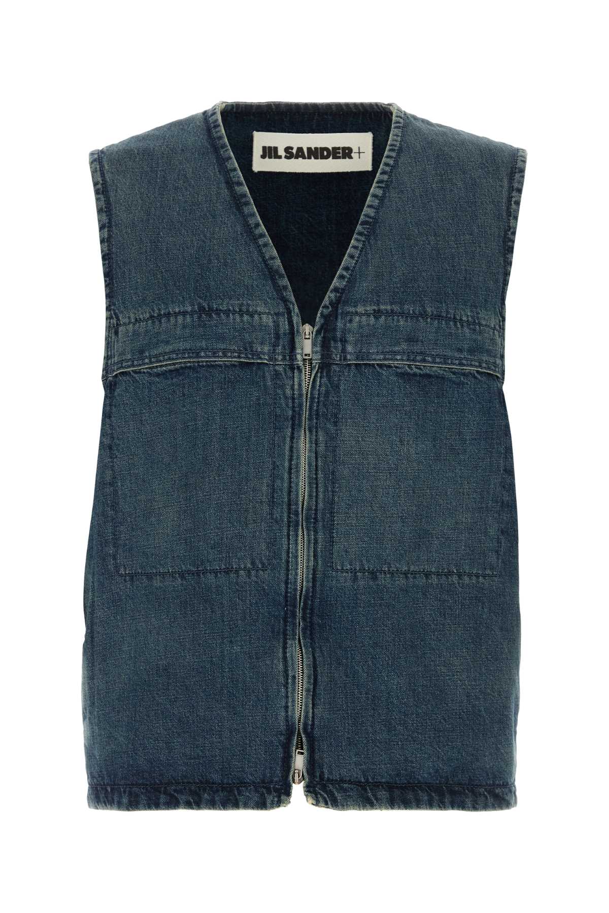 Denim Vest Petrolblue Exterior: Cotton Maglieria