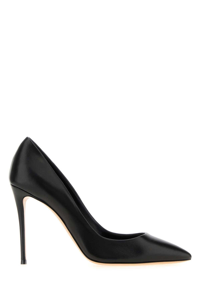 Black Leather Julia Pumps Nero Scarpe Con Tacco