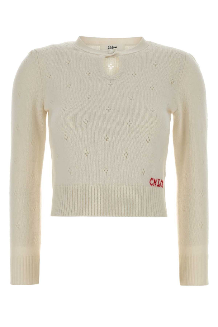 White Wool Blend Sweater Iconicmilk Exterior: Cashmere Maglieria