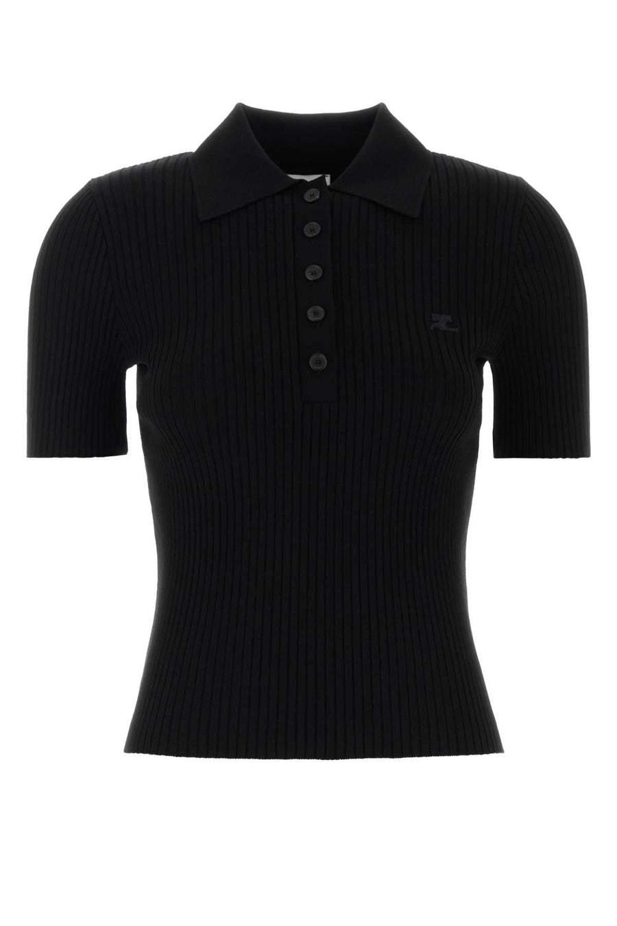 Courreges Exterior: 70% Viscose 30% Polyester polo shirt in black