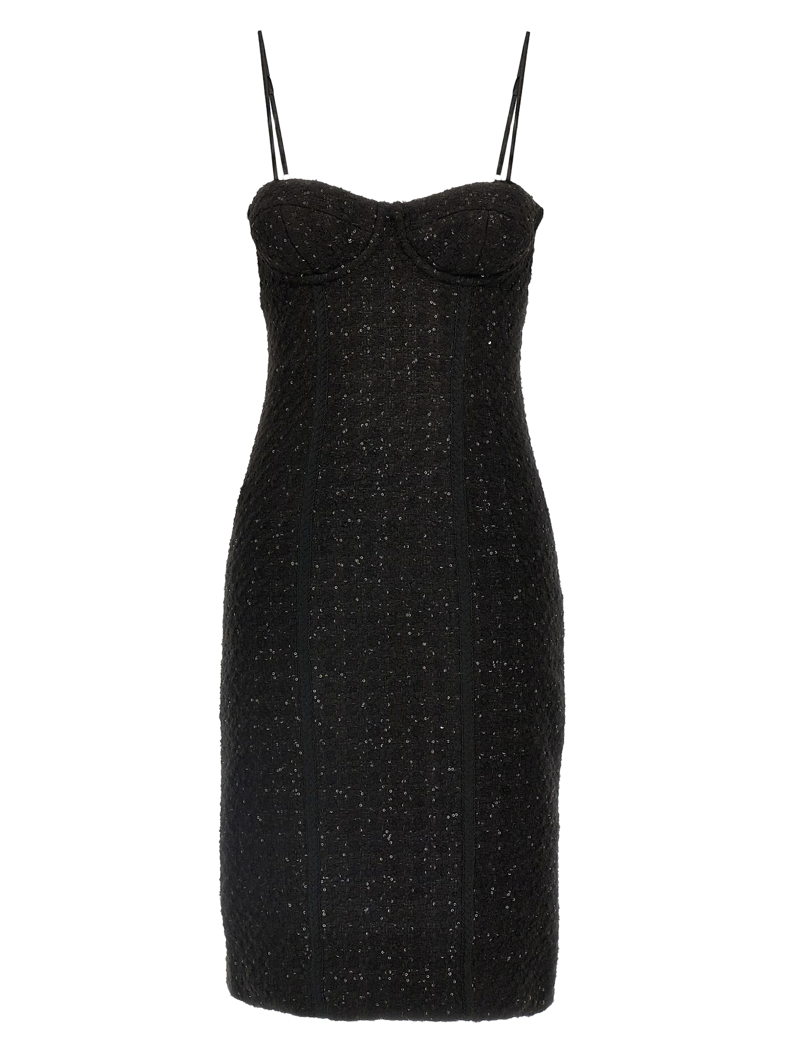 Bouclé midi dress Black Polyester