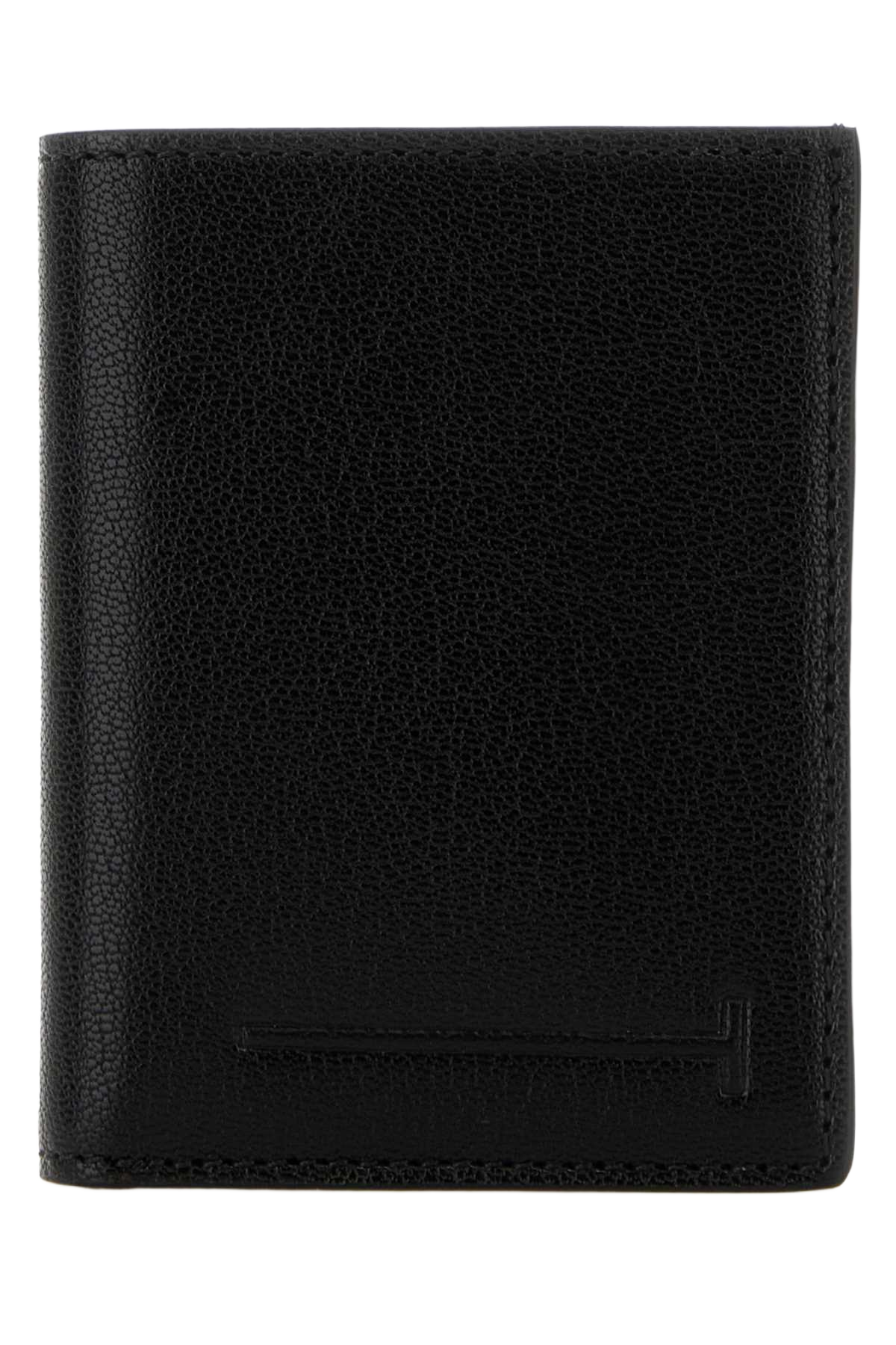 Black Leather Wallet Portafogli