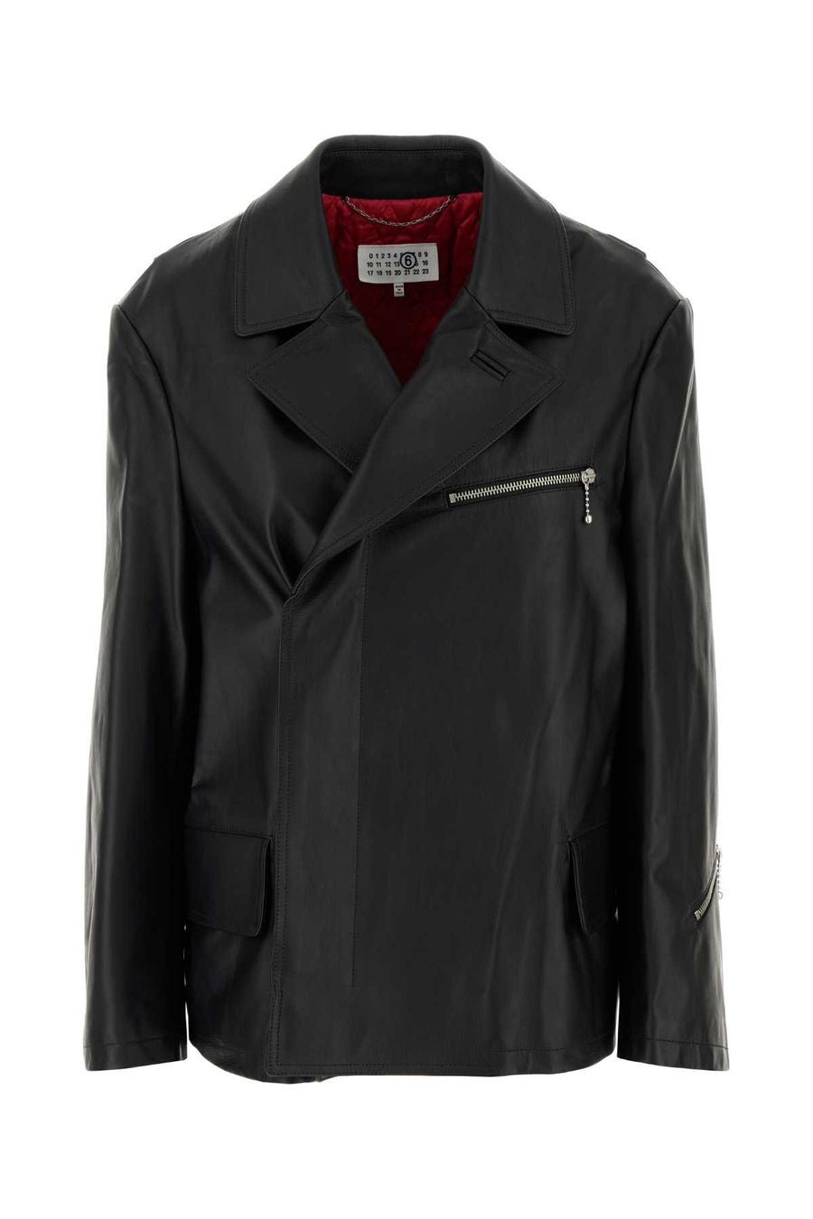 MM6 Maison Margiela Exterior: 100% Bovine leather; Lining: 100% Viscose leather jacket in black