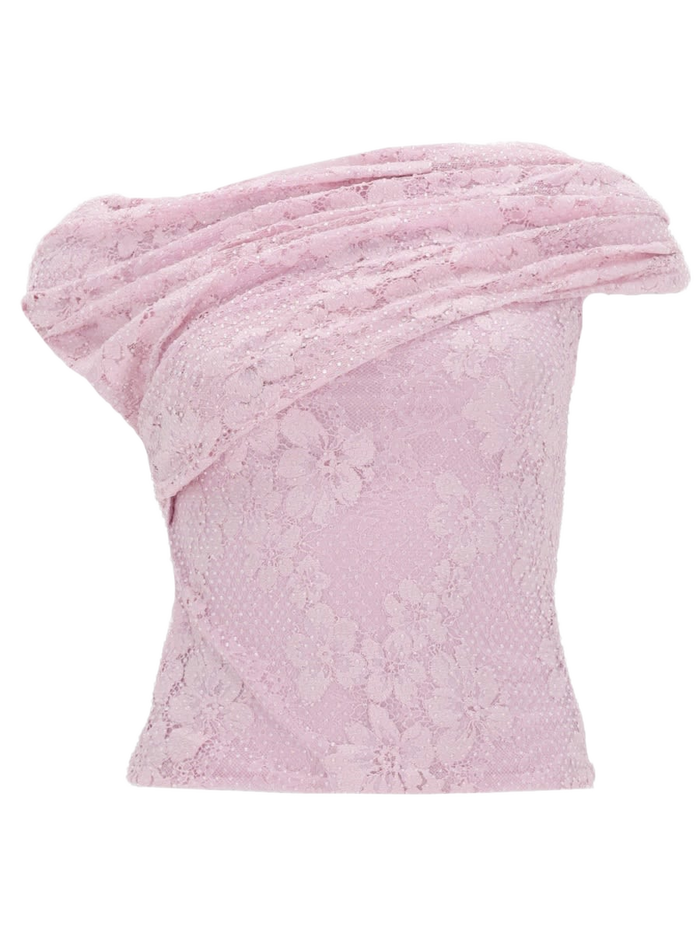 Lace Top Pink Polyamide Elastane Tops