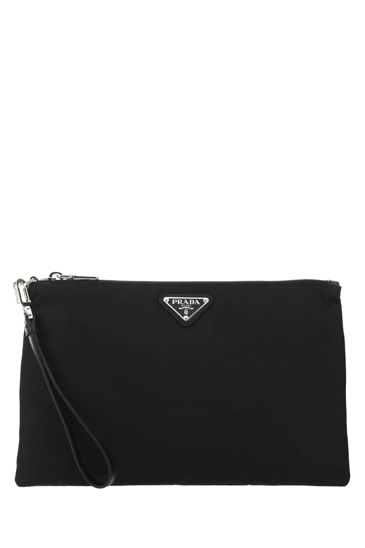Black Re-Nylon Clutch Nero Poliammidericiclata-vitello