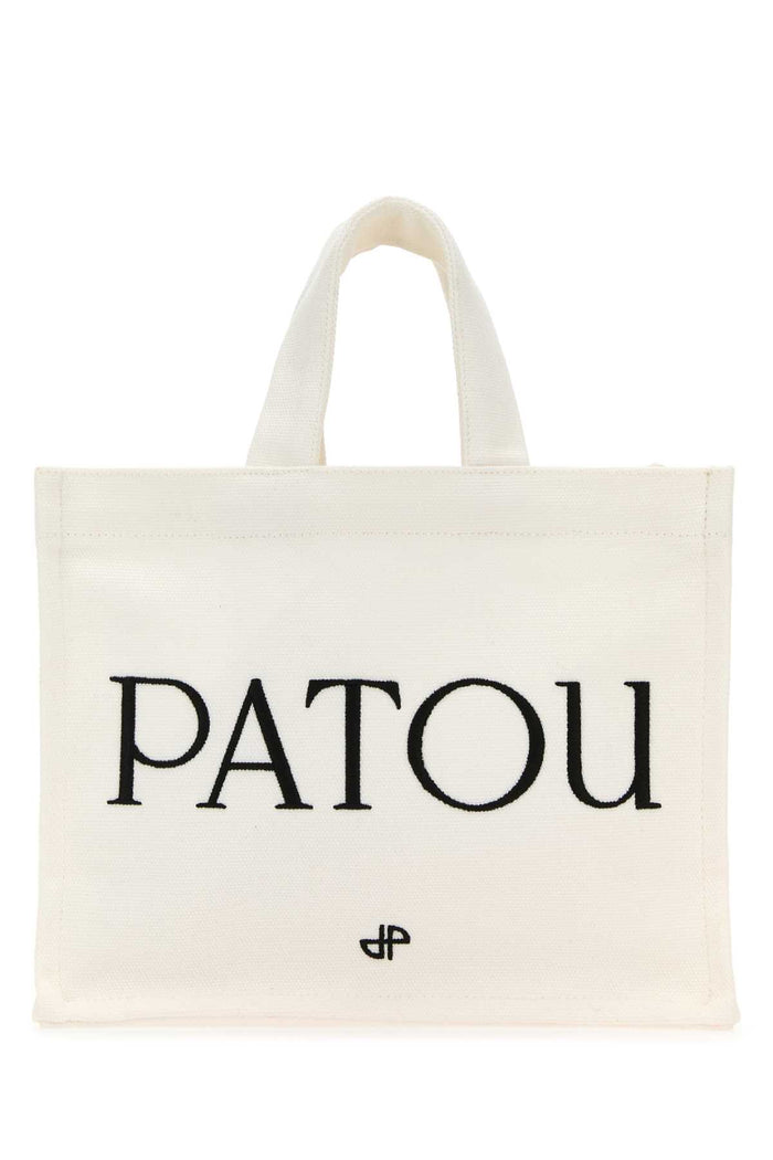 White Canvas Small Tote Patou Shopping Bag Exterior: Cotton Borse A Mano