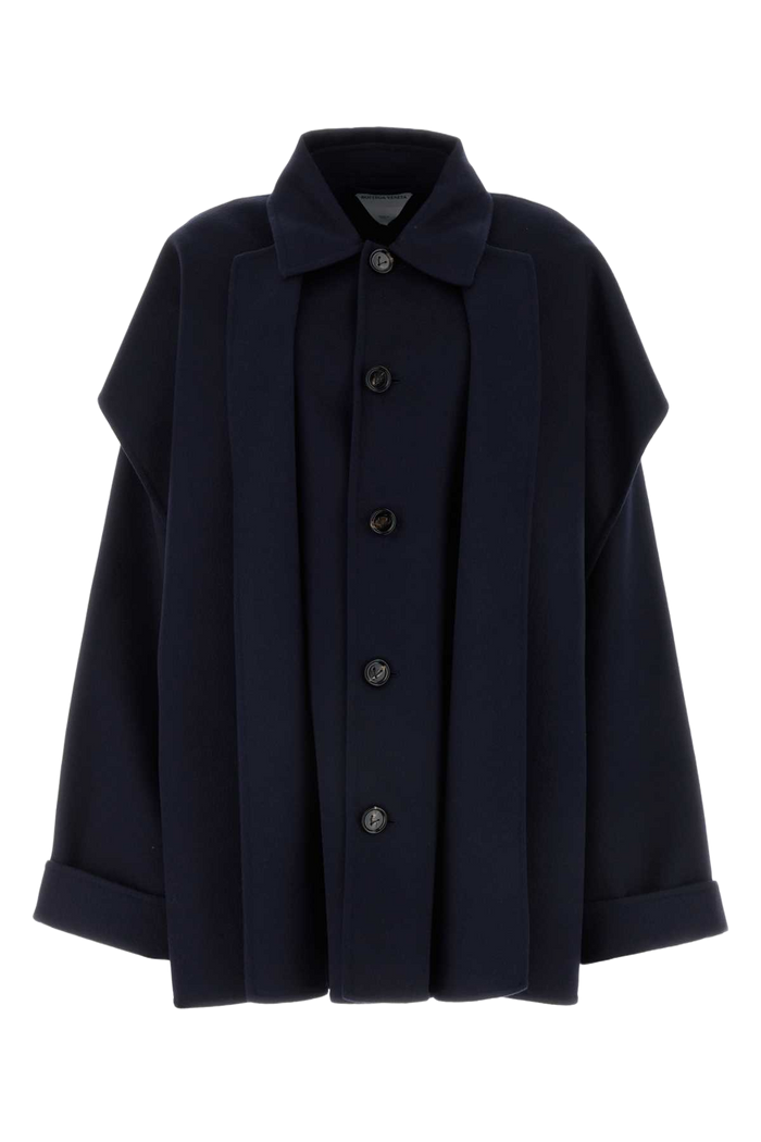 Midnight Blue Wool Blend Coat Navy Exterior: Cashmere Cappotti