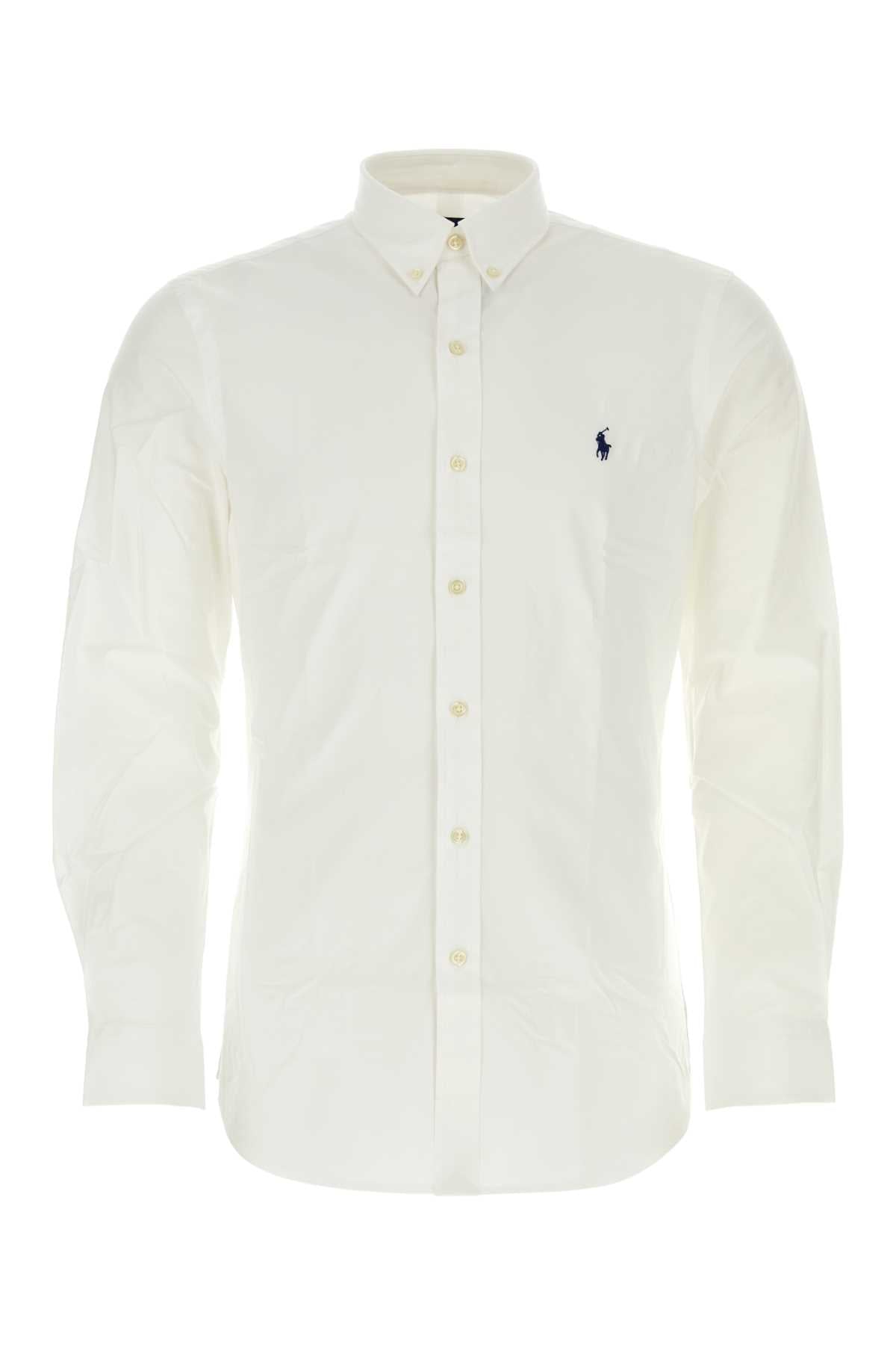 White Stretch Cotton Shirt 002 Exterior: Elastane Camicie