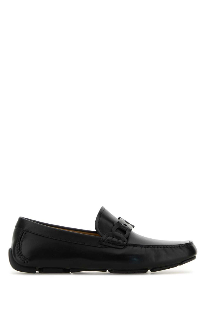 Black Leather Byte Loafers Nero Mocassini