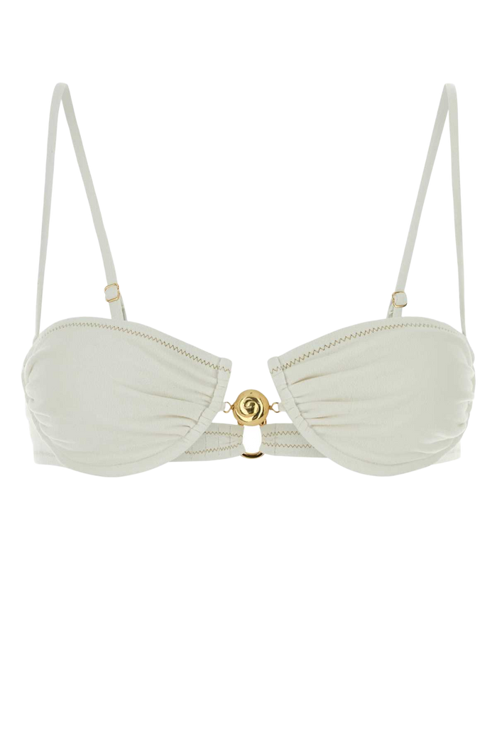 White Stretch Jersey Hammond 2.0 Bikini Top Whitesuede Costumi Da Bagno