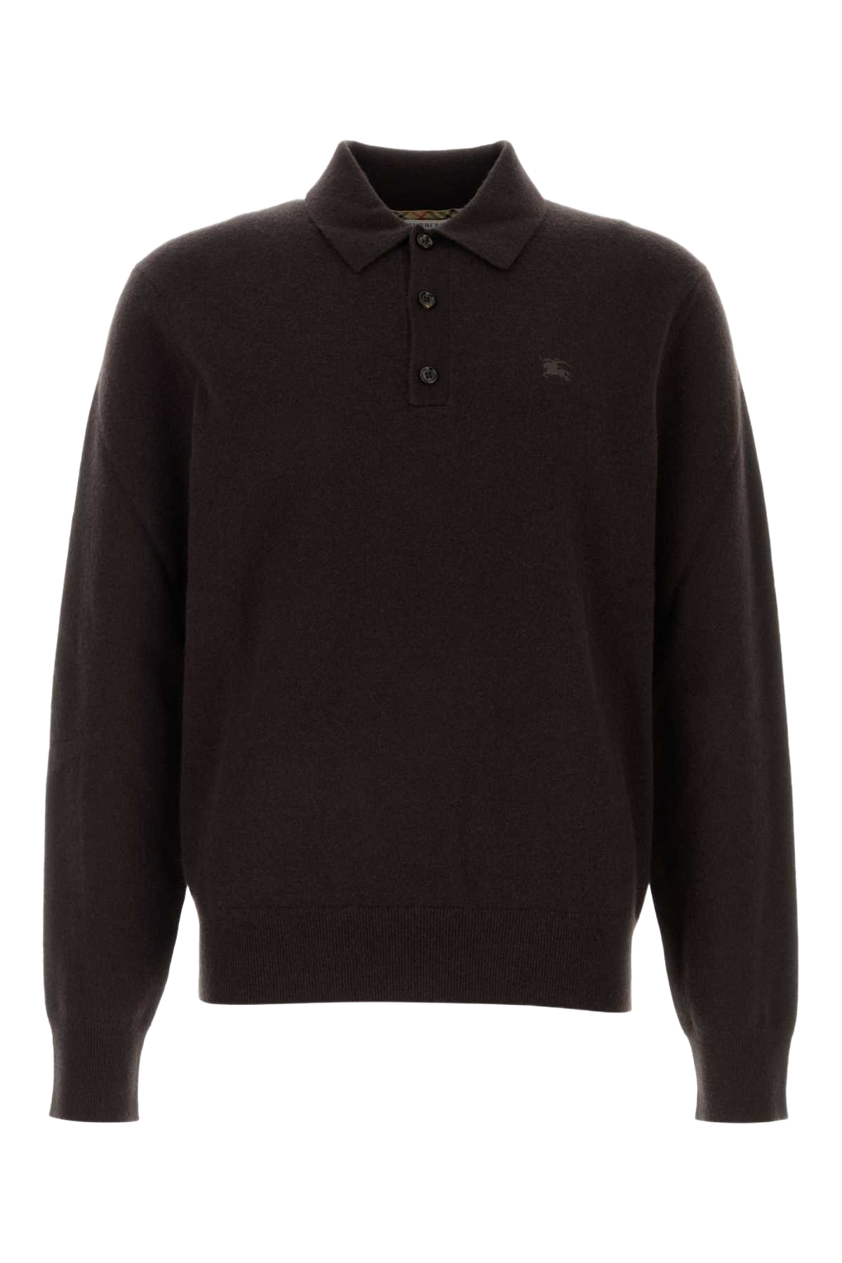 Dark Brown Stretch Cashmere Blend Polo Shirt Scorchedbrown