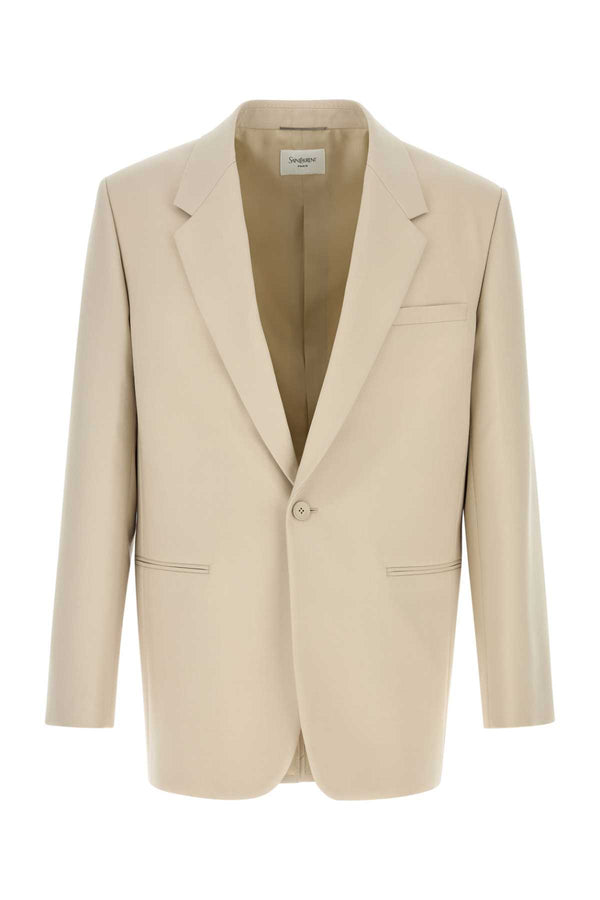 Saint Laurent Droit Exterior: 100% Wool; Lining: 100% Silk blazer in beige