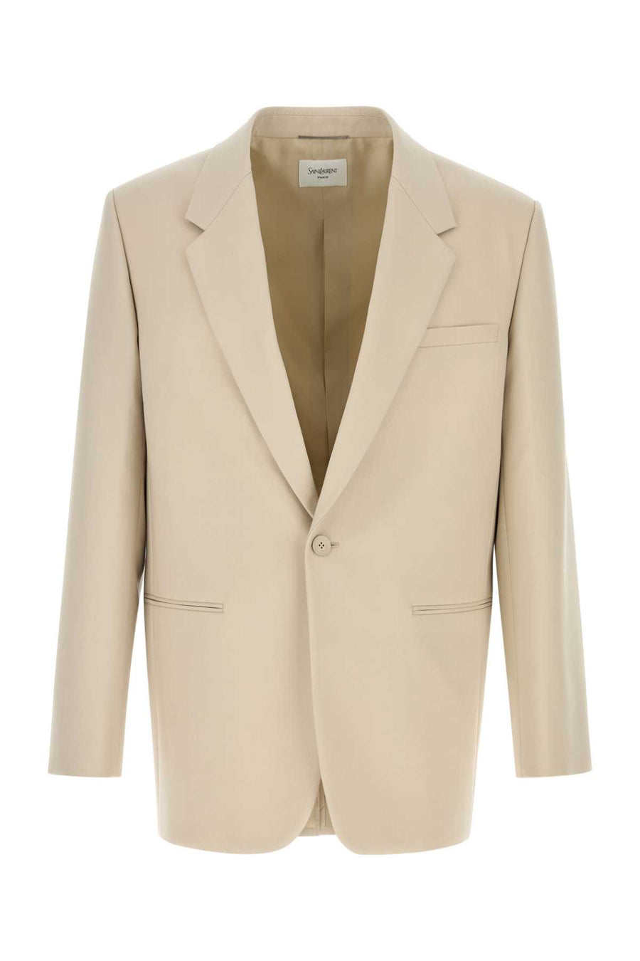 Saint Laurent Droit Exterior: 100% Wool; Lining: 100% Silk blazer in beige