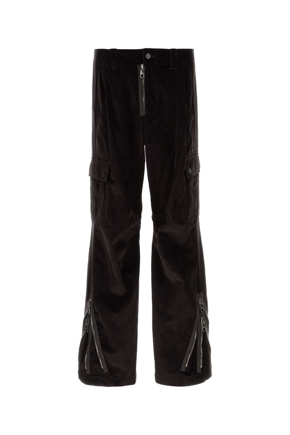 Dark Brown Corduroy Cargo Pant Ebano Exterior: Cotton Pantaloni