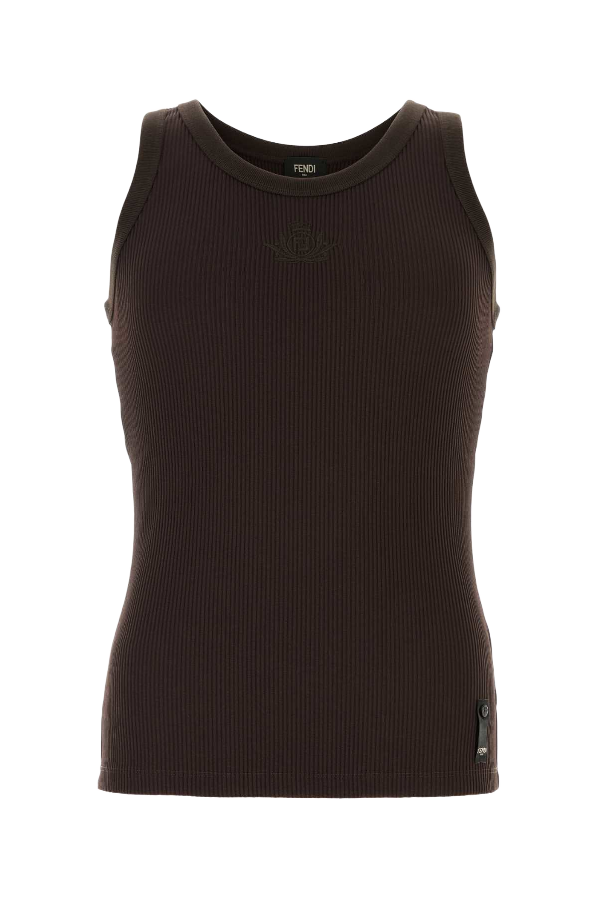 Brown Stretch Nylon Tank Top Vertisol Exterior: Elastane T-shirt