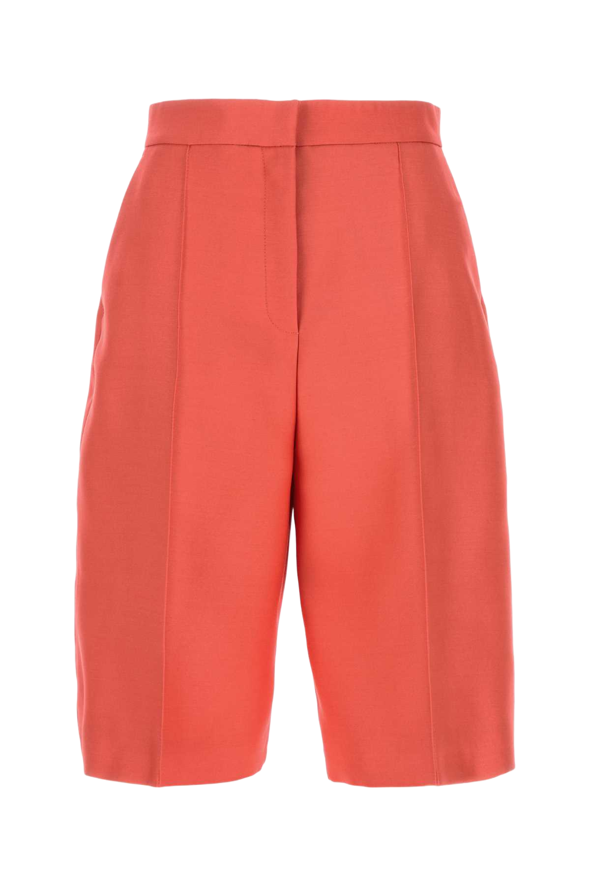 Coral Wool Blend Bermuda Shorts Lightredsunset