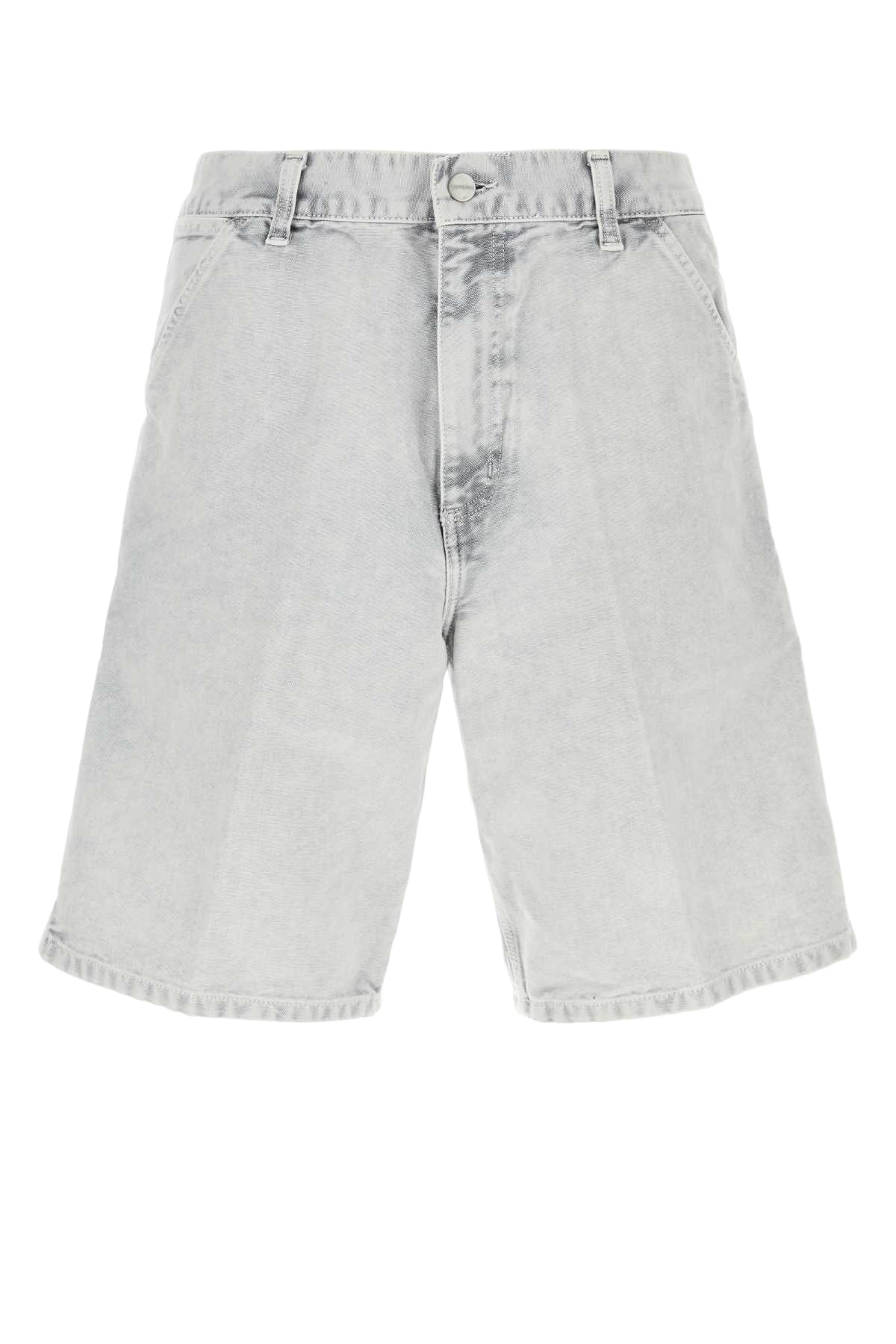 Grey Denim Single Knee Short Black