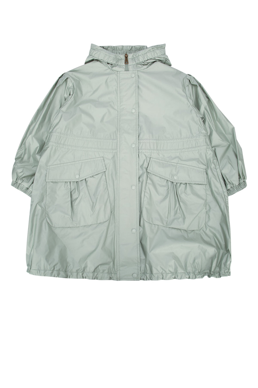 Moncler Jr Long Outer: 100% Polyamide/Nylon parka in cream