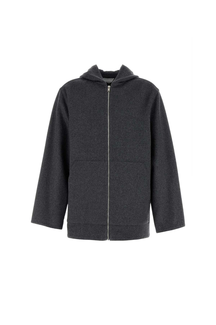 Dark Grey Wool Sweatshirt Charcoalmelange Exterior: Virgin Felpe