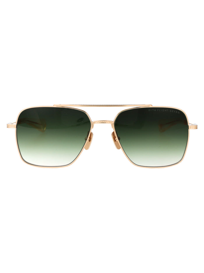 Flight-Seven Brushed White Gold - Clear Metal Sunglasses