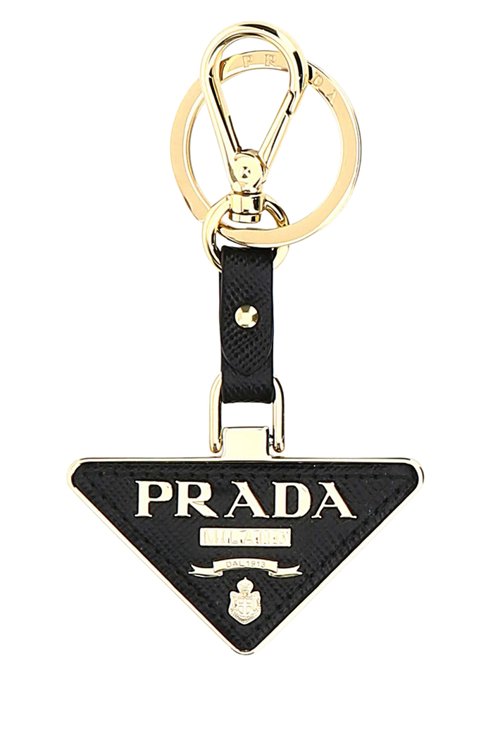Two-Tone Metal And Leather Key Ring F0002 Steel-calfleather Portachiavi