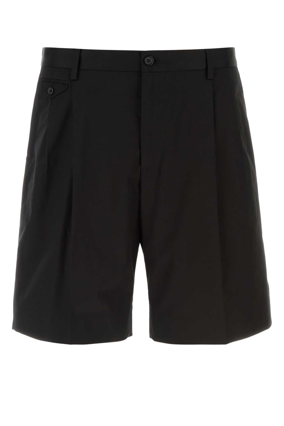 Black Stretch Cotton Bermuda Shorts Nero Co Ea