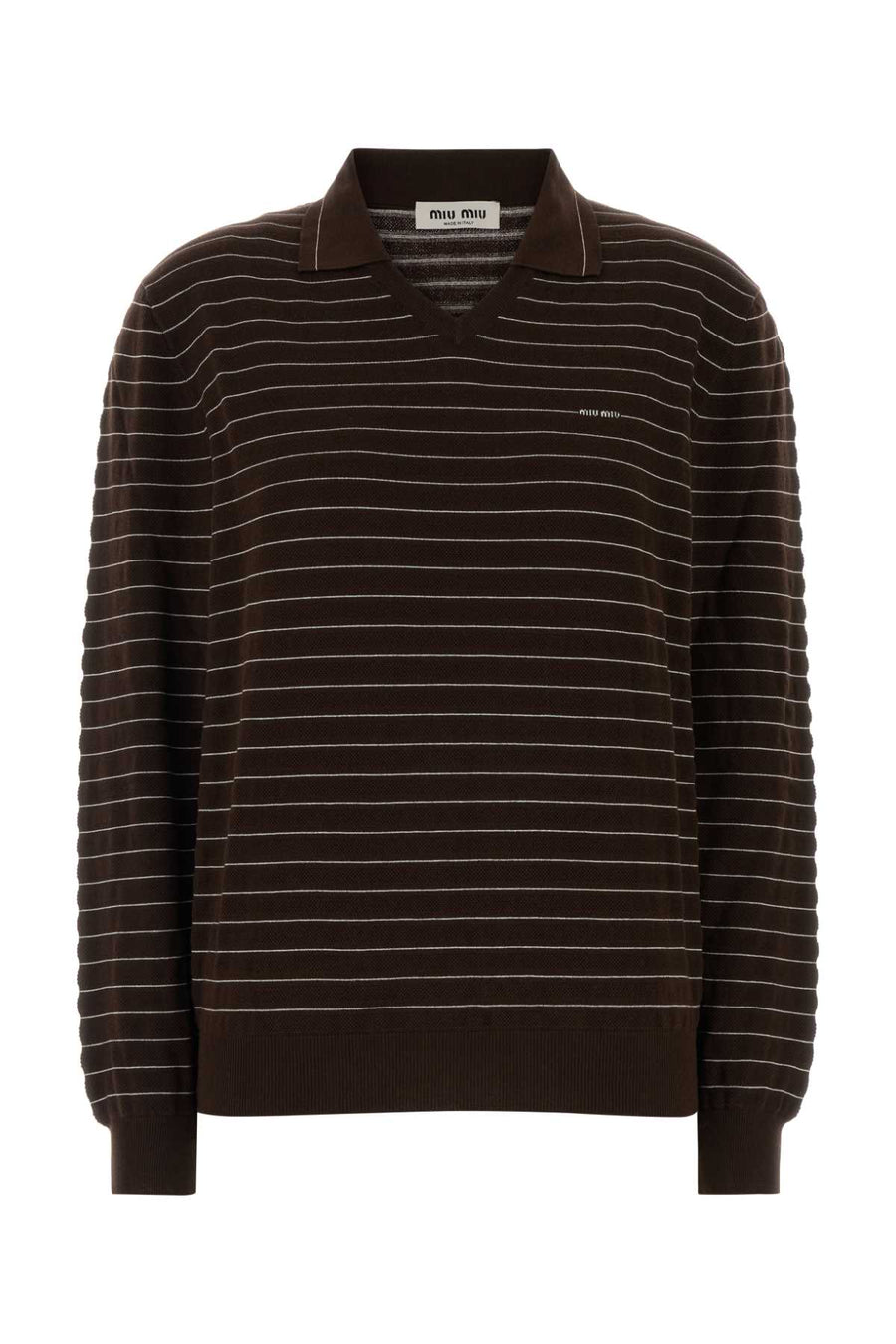 Embroidered Cotton Polo Shirt Cacao Exterior: Maglieria