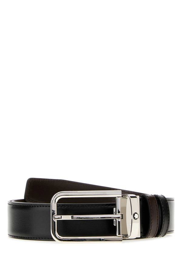 Black Leather Reversible Belt Blackbrown Cinture