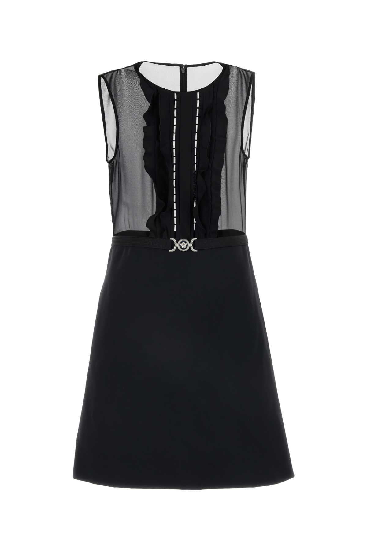 Black Georgette Mini Dress 1b000 Exterior: Silk Lining: Fabric Abiti