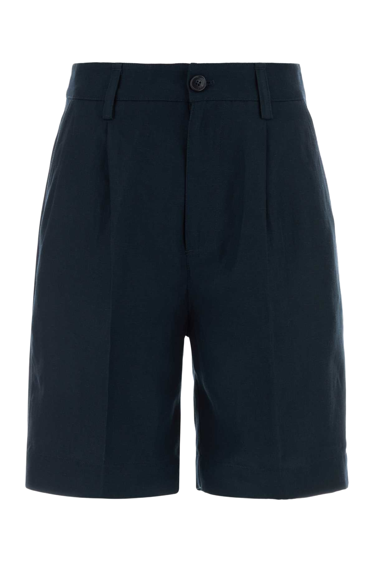 Navy Blue Lyocell Blend Bermuda Shorts Meltonblue Exterior: 26 Linen