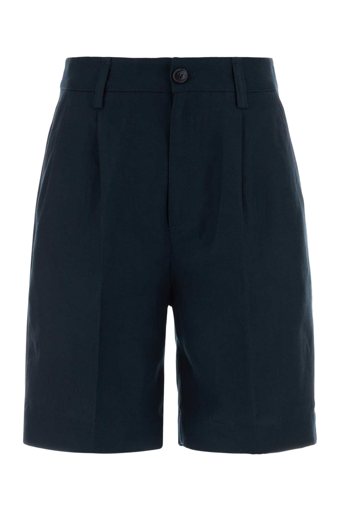 Navy Blue Lyocell Blend Bermuda Shorts Meltonblue Exterior: 26 Linen