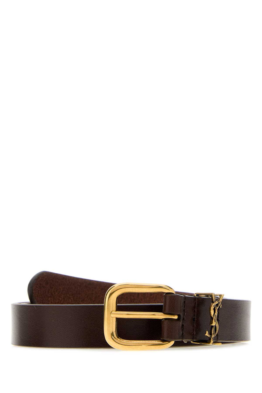 Saint Laurent Cintura 100% Calf; Antiqued golden metal belt in brown