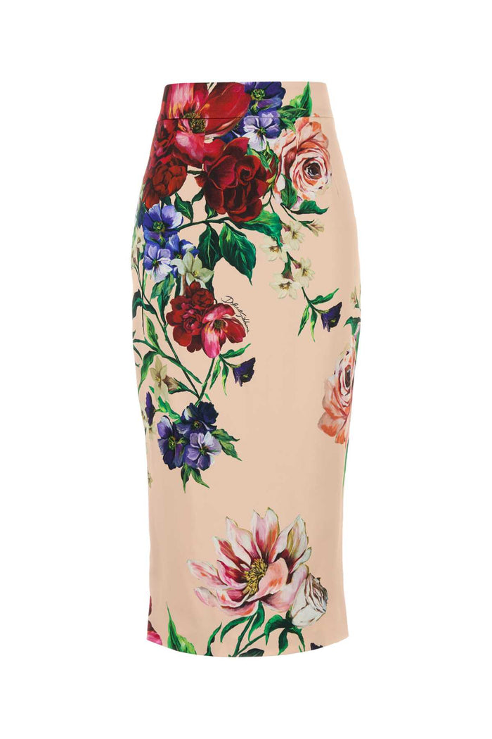 Printed Stretch Satin Skirt Bfioriantichifnud Gonne