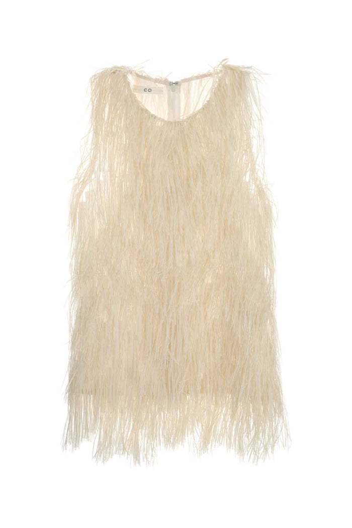 Embellished Nylon Blend Top Pearl Maglie