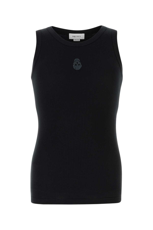 Alexander McQueen 98% Cotton tank top in black