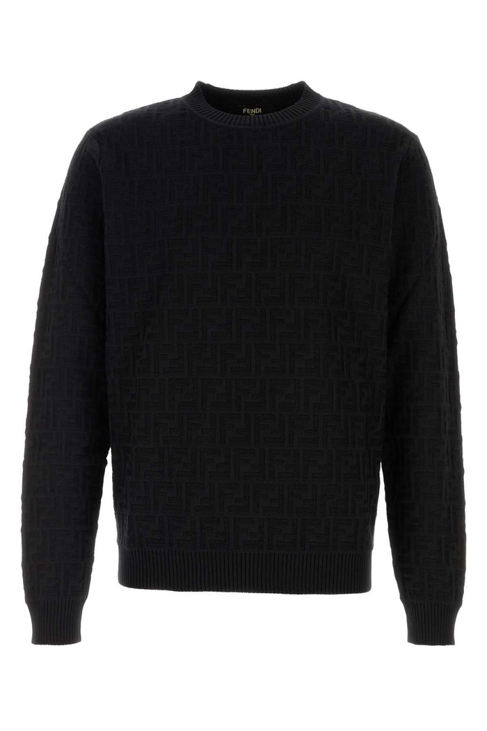 Embroidered Cotton Sweater Black Exterior: Maglie