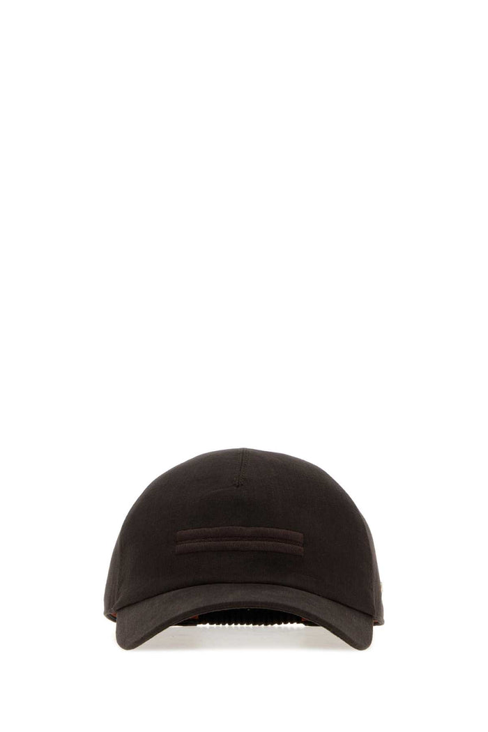 Dark Brown Linen Baseball Cap Br1 Cappelli