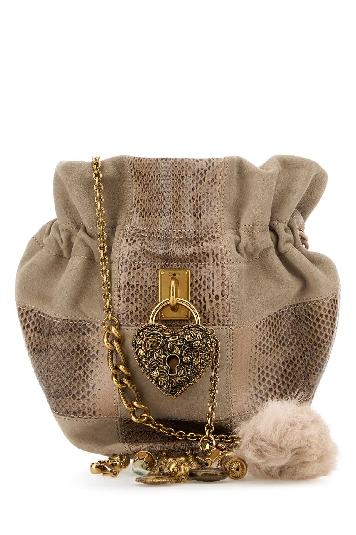 Dove Grey Leather Chain Bucket Bag Boyishbrown Borse A Mano