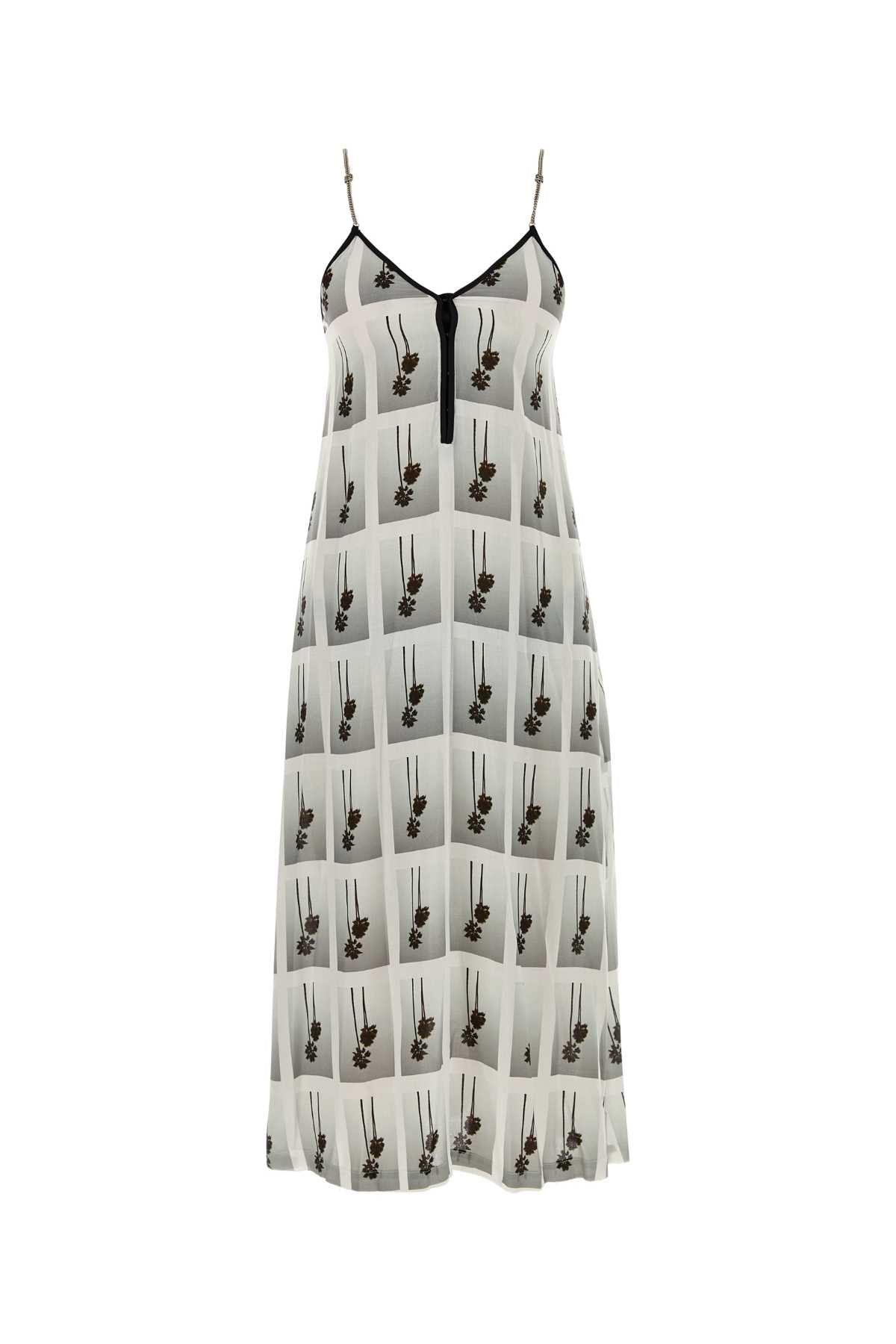 Printed Viscose Dress White Grey Exterior: Abiti