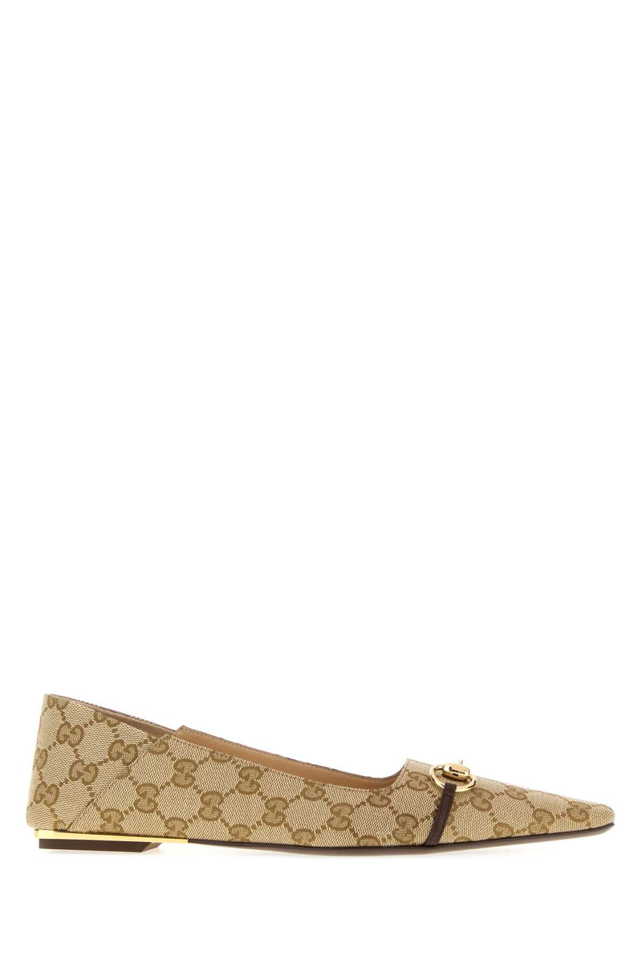 Gucci Exterior: 100% Fabric; Interior: 100% Leather; Sole: Leather flat in beige