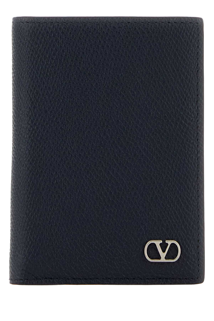 Midnight Blue Leather Card Holder Marine Calf - Bos Taurus Portafogli