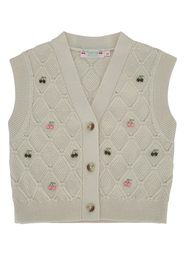Bonpoint 55% wool cardigan in beige