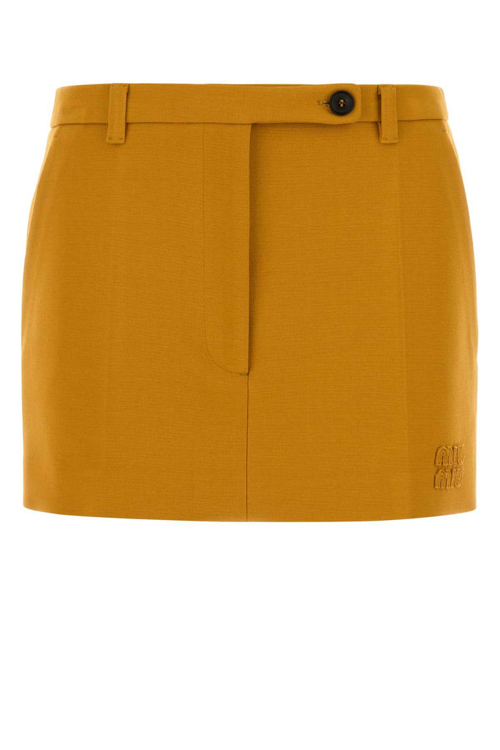 Pastel Orange Stretch Viscose Blend Mini Skirt Senape Gonne