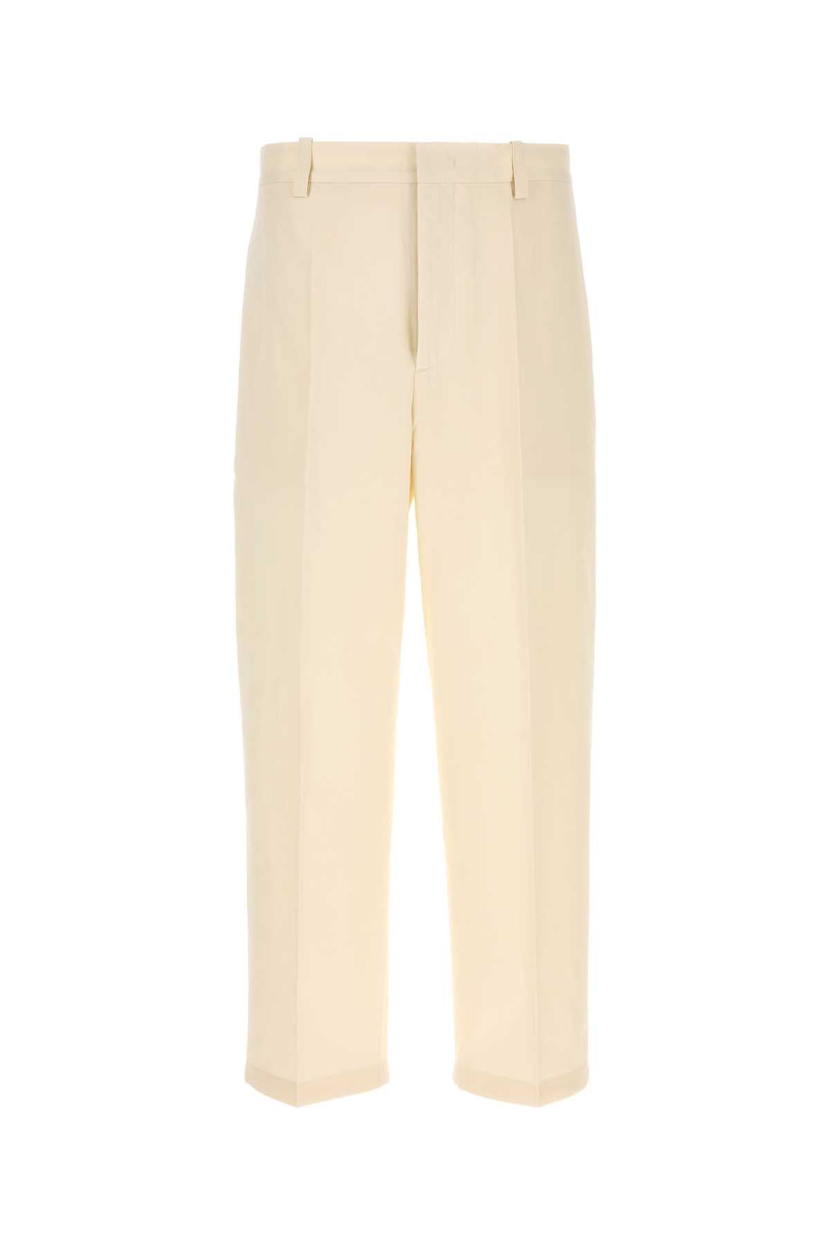 Ivory Cotton Pant Cream Pantaloni